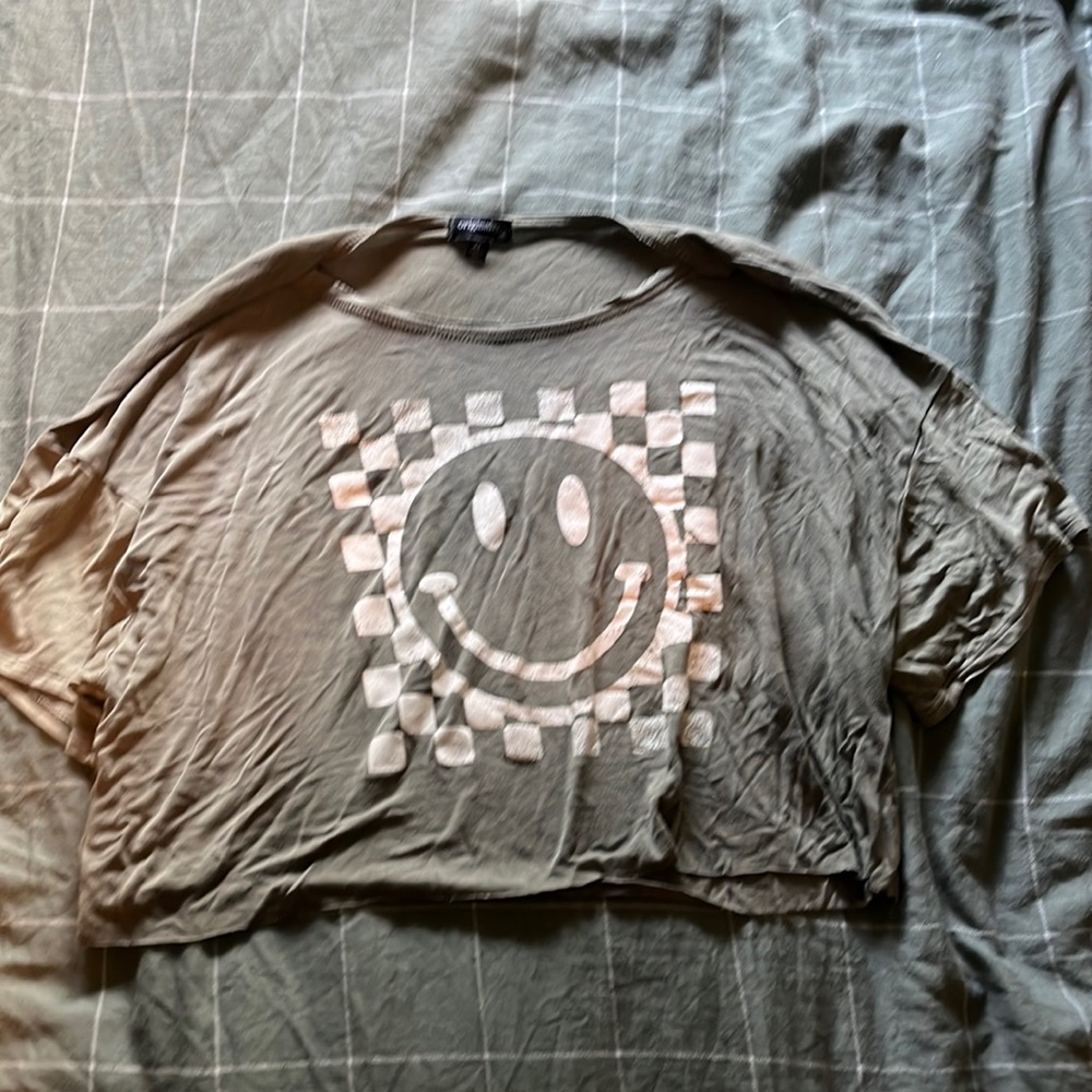 Originality green checkered smiley face shirt size XL